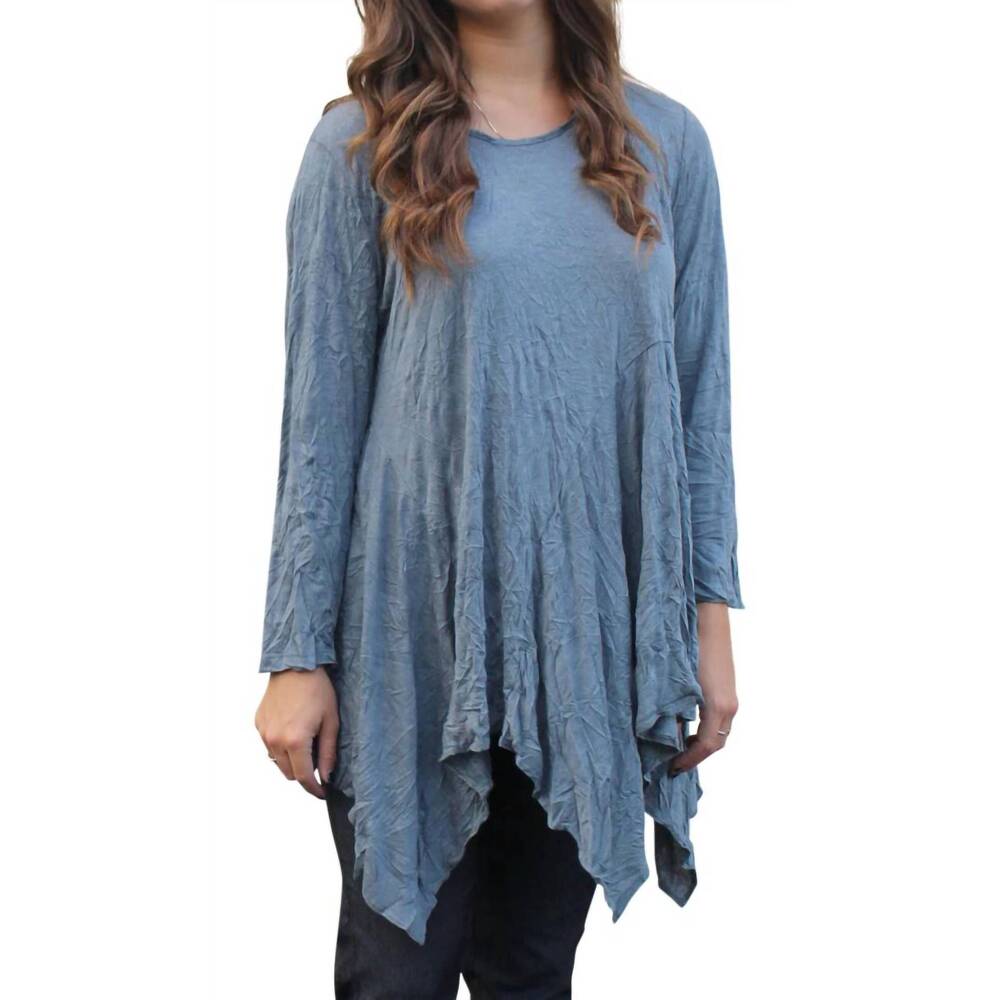 NEW COMFY USA dee crinkle top in slate